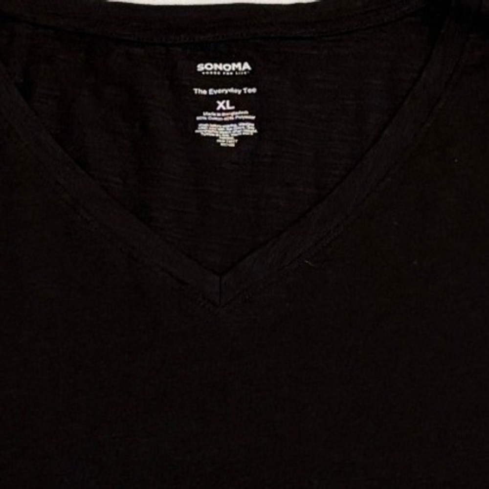 Sonoma Goods for Life The Everyday Tee Black V-Neck Short Sleeve Shirt XL - Picture 3 of 5